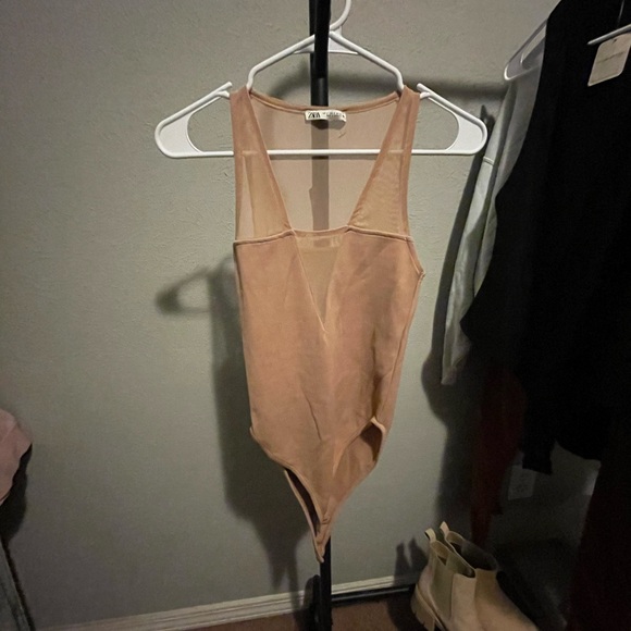Zara Beige Sheer Bodysuit - Picture 1 of 3